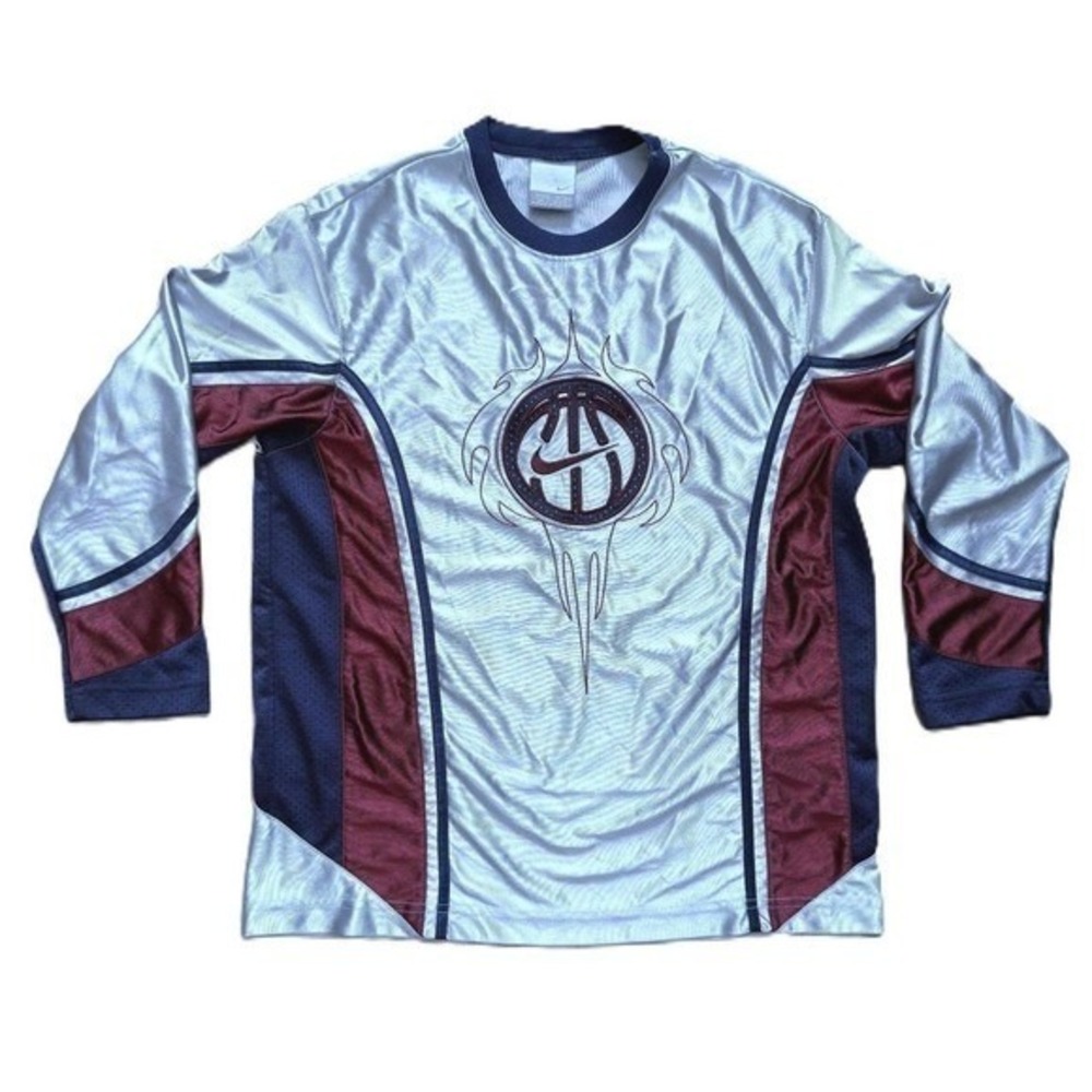 Y2K Vtg Nike L/Sleeve Jersey Shooter Tribal Baby Tee (Youth Adult S/XS 18"P2P)